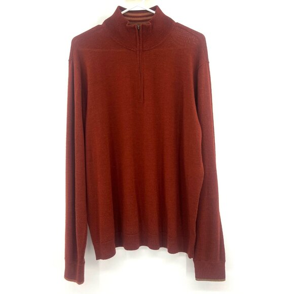 Robert Graham Burnt Orange 100% Wool Quarter Zip Sweater Men's XL - Picture 1 of 6